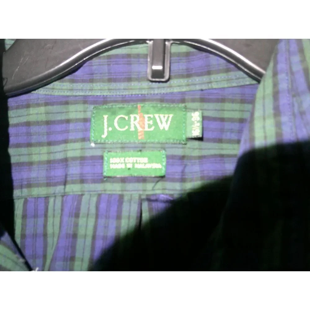 J.Crew Men's Plaid Button-Down Shirt Long Sleeve Casual‎ Dress Green Blue